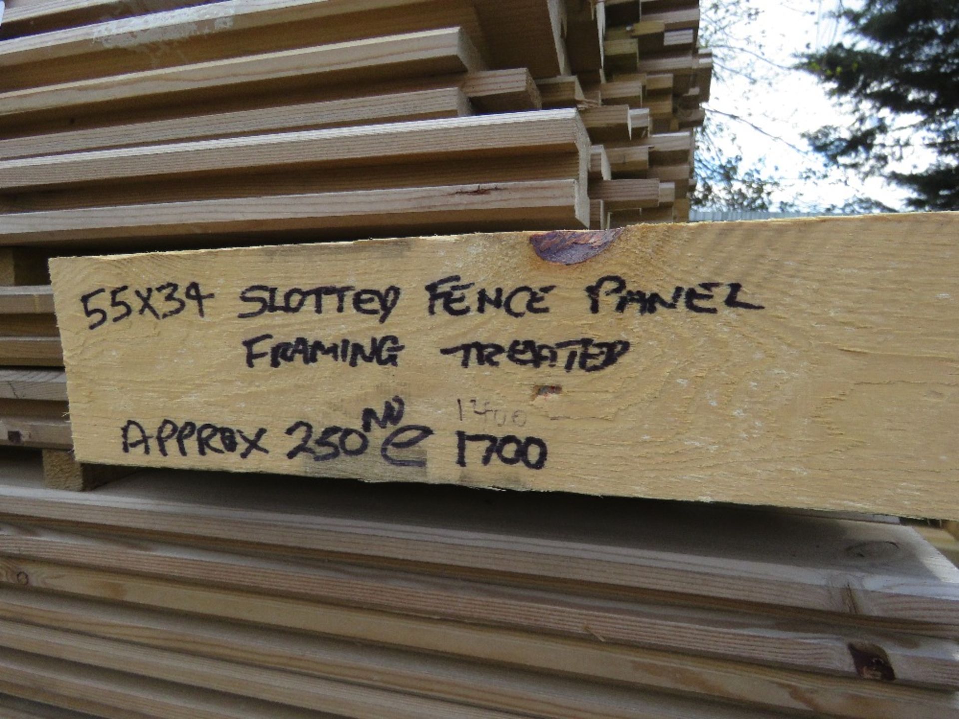 PACK OF TREATED TIMBER FENCE PANEL FRAME SLOTTED TIMBERS: 55MM X 35MM @ 1.4M-1.7M LENGTH APPROX. - Image 3 of 3