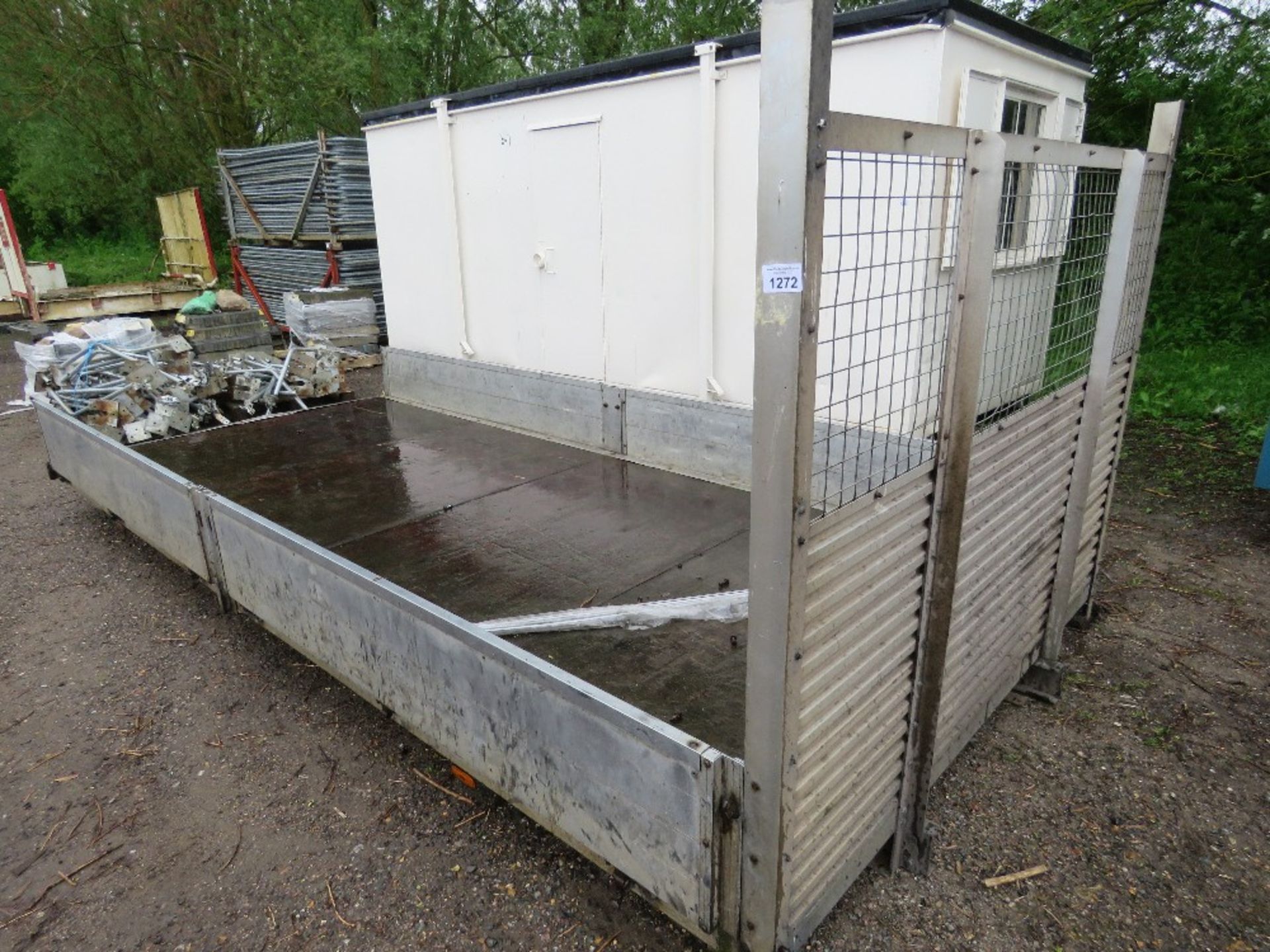 ALUMINIUM DROP SIDE LORRY BODY, 4.95M LENGTH X 2.11M WIDTH APPROX, NO TAILBOARD. THIS LOT IS SOL