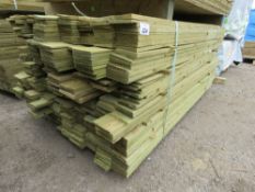 LARGE PACK OF PRESSURE TREATED FEATHER EDGE FENCE CLADDING TIMBER BOARDS: MIXED SIZES 1.70-1.90M LEN