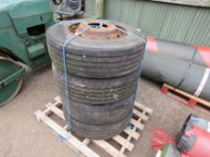 4 X LORRY WHEELS AND TYRES 265/70R19.5 THIS LOT IS SOLD UNDER THE AUCTIONEERS MARGIN SCHEME, TH