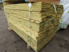 LARGE PACK OF TREATED FEATHER EDGE TIMBER CLADDING BOARDS, 1.65M LENGTH X 100MM WIDTH APPROX.