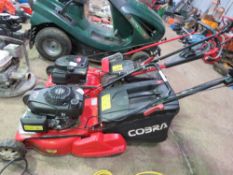 COBRA PETROL ENGINED ROLLER MOWER WITH COLLECTOR. WHEN TESTED WAS SEEN TO RUN AND DRIVE. THIS LOT