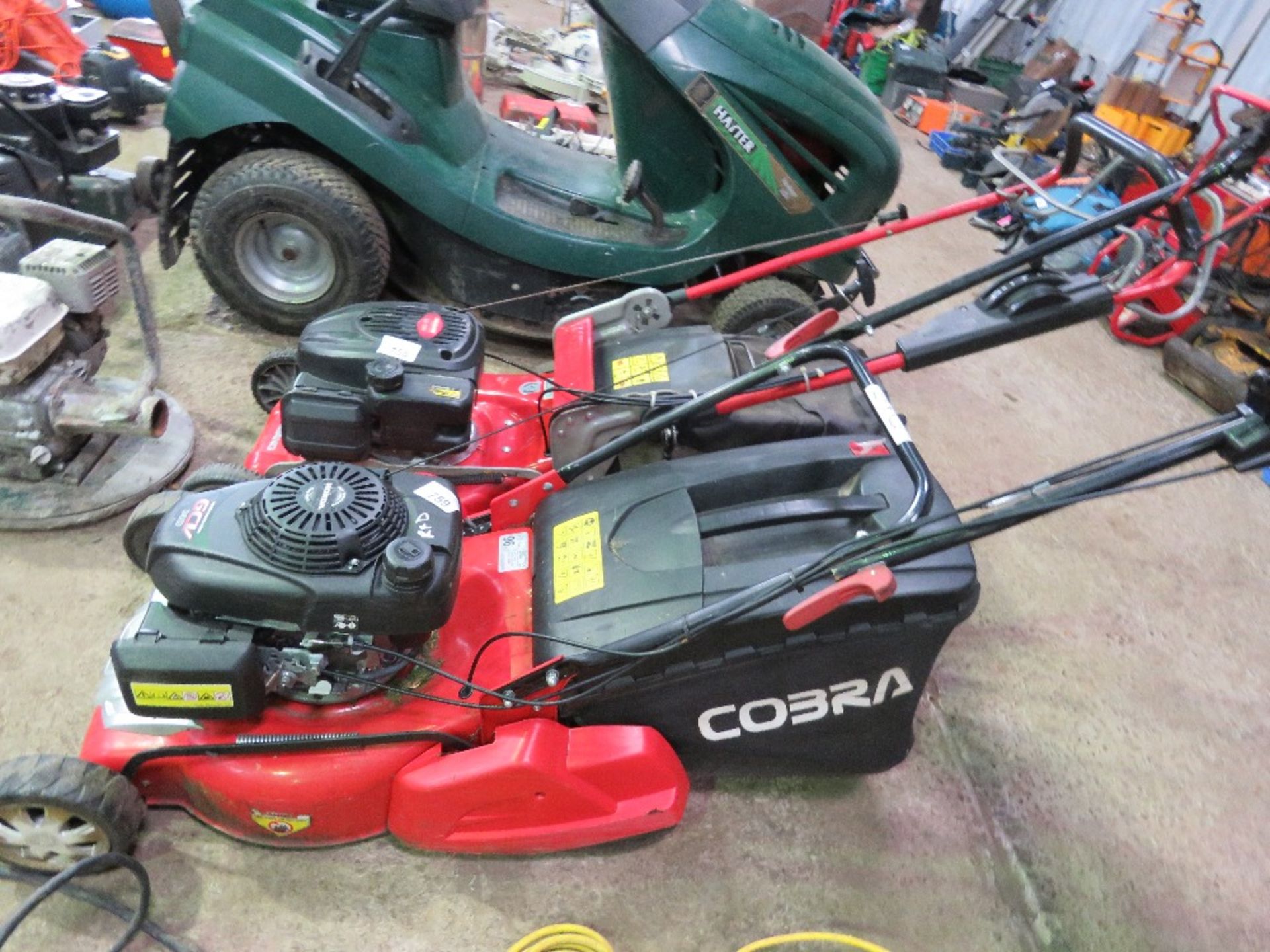 COBRA PETROL ENGINED ROLLER MOWER WITH COLLECTOR. WHEN TESTED WAS SEEN TO RUN AND DRIVE. THIS LOT