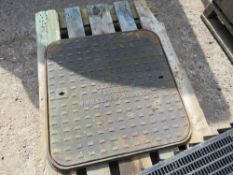CAST IRON DRAIN COVER WITH SURROUND PLUS MANHOLE TUBE AND A GULLEY DRAIN. THIS LOT IS SOLD UNDER