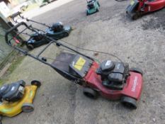 MOUNTFIELD PETROL ENGINED LAWNMOWER, WITH COLLECTOR BAG. THIS LOT IS SOLD UNDER THE AUCTIONEERS