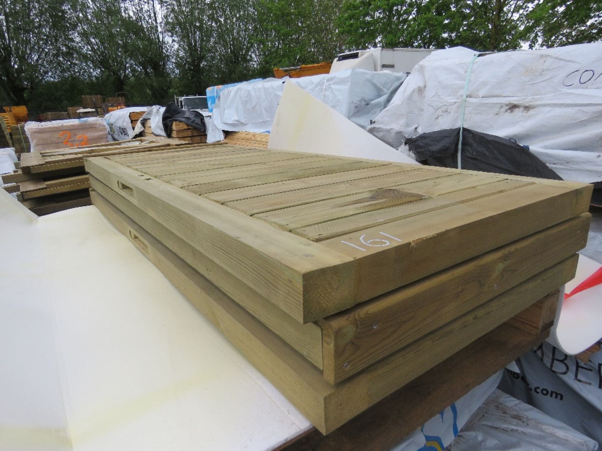 3 X QUALITY TIMBER PEDESTRIAN GATES 800MM X 1.97M APPROX.