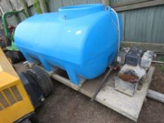 LARGE CAPACITY SINGLE AXLED SITE TOWED WATER BOWSER WITH YANMAR DIESEL POWER WASHER PUMP FITTED.