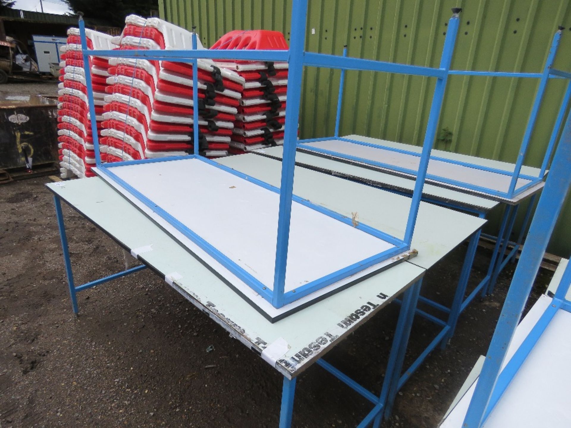3 X METAL FRAMED WORK TABLES: 1.88M X 76CM WITH 90CM WORK HEIGHT APPROX. THIS LOT IS SOLD UNDER T - Image 2 of 3