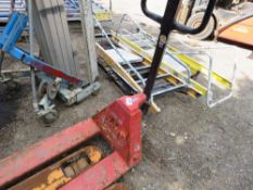 LONG BLADED PALLET TRUCK, 10FT LENGTH APPROX.