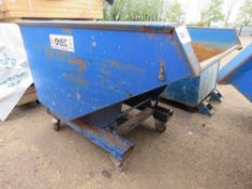 WHEELED FORKLIFT MOUNTED TIPPING SKIP, DtEC BRAND, ON WHEELS. LIGHT WEIGHT PREVIOUS USEAGE.