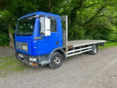 MAN 12.184 FLAT BED LORRY REG:WX07 AYV. 20FT BED LENGTH APPROX. TEST EXPIRED. RECENT NEW BATTERIES.