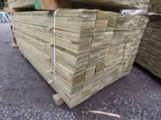 LARGE PACK OF TREATED FEATHER EDGE TIMBER CLADDING BOARDS, 1.80M LENGTH X 100MM WIDTH APPROX.