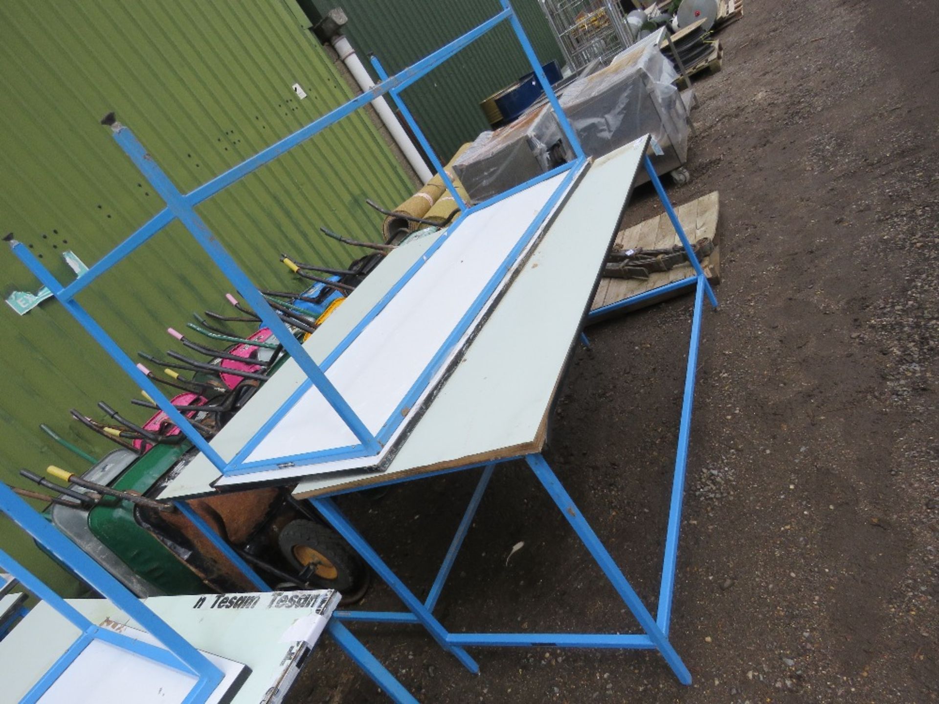 3 X METAL FRAMED WORK TABLES: 1.88M X 76CM WITH 90CM WORK HEIGHT APPROX. THIS LOT IS SOLD UNDER T - Image 2 of 3