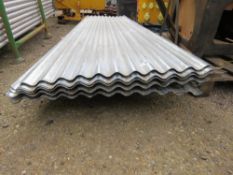 STACK OF CORRUGATED GALVANISED ROOF SHEETS, 3M LENGTH @ 800MM WIDTH APPROX, 43NO IN TOTAL APPROX.