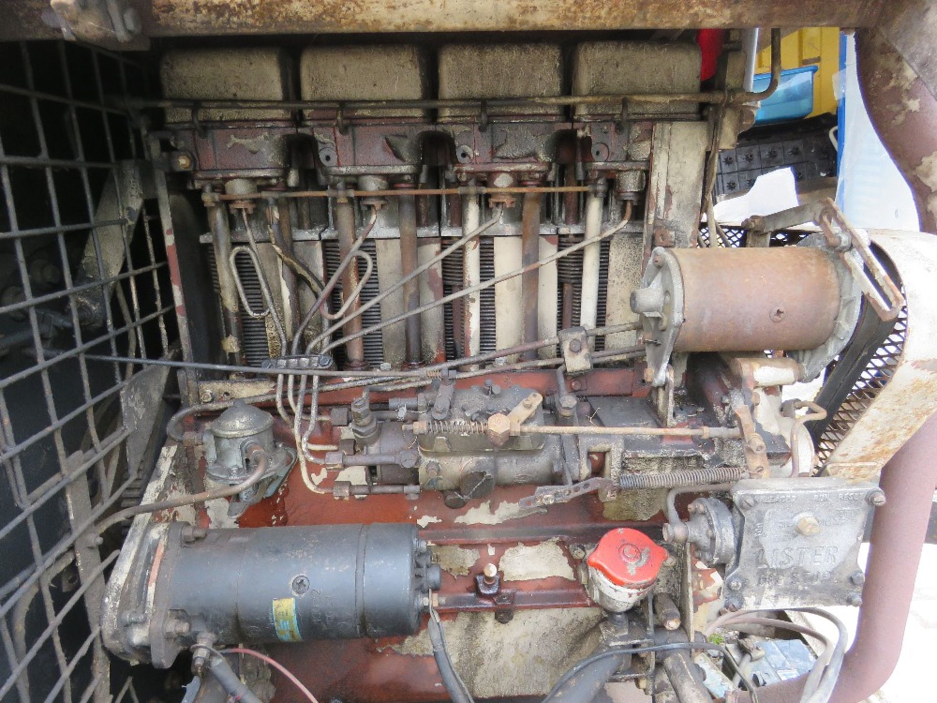 LISTER DIESEL ENGINED GRAIN FAN ON A TOWED CHASSIS, 4 CYLINDER LISTER ENGINE. DIRECT EX FARM HAVING - Image 4 of 10