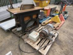 HEAVY DUTY WOOD CUTTING SAWBENCH WITH LARGE MOTOR AND SWITCH UNIT, SOURCED FROM DEPOT CLOSURE.
