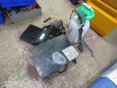 2 X LIGHTS, BLACK AND DECKER DRILL AND A GARDEN SPRAYER. THIS LOT IS SOLD UNDER THE AUCTIONEERS M