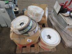 PALLET CONTAINING A LARGE NUMBER OF ACCESS PLATFORM WHEELS, SOME NON MARKING, UNUSED.