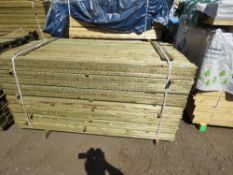 LARGE PACK OF TREATED FEATHER EDGE TIMBER CLADDING BOARDS: 1.8M LENGTH X 100MM WIDTH APPROX.