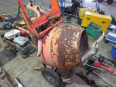 SMALL CEMENT MIXER, 110VOLT POWERED WITH STANDS. THIS LOT IS SOLD UNDER THE AUCTIONEERS MARGIN SC