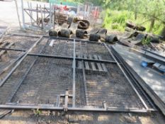 2 X HEAVY DUTY MESH COVERED YARD GATES, 2.35M HEIGHT X 3M WIDTH APPROX. THIS LOT IS SOLD UNDER T