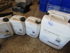 4 X LIEBHERR OIL CANS: HYPOID 85W140 AND A PART CAN OF ENGINE OIL. THIS LOT IS SOLD UNDER THE AUC