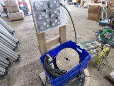 ELECTRICAL WIRE PLUS A PLUG SOCKET BOARD. THIS LOT IS SOLD UNDER THE AUCTIONEERS MARGIN SCHEME, T
