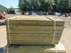 LARGE PACK OF TREATED FEATHER EDGE TIMBER CLADDING BOARDS: 1.5M LENGTH X 100MM WIDTH APPROX.