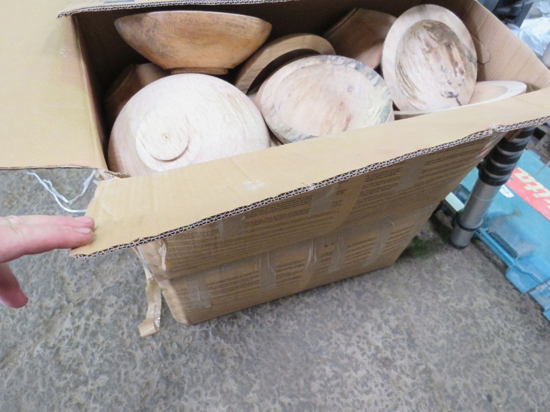 2 X BOXES CONTAINING TURNED WOODEN BOWL BLANKS. OWNER NO LONGER HAS THE TIME TO FINISH THEM. THI