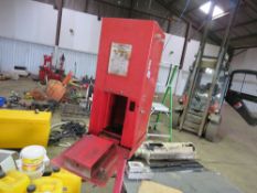 SEALEY PNEUMATIC POWERED OIL FILTER CRUSHER UNIT ON A STAND.