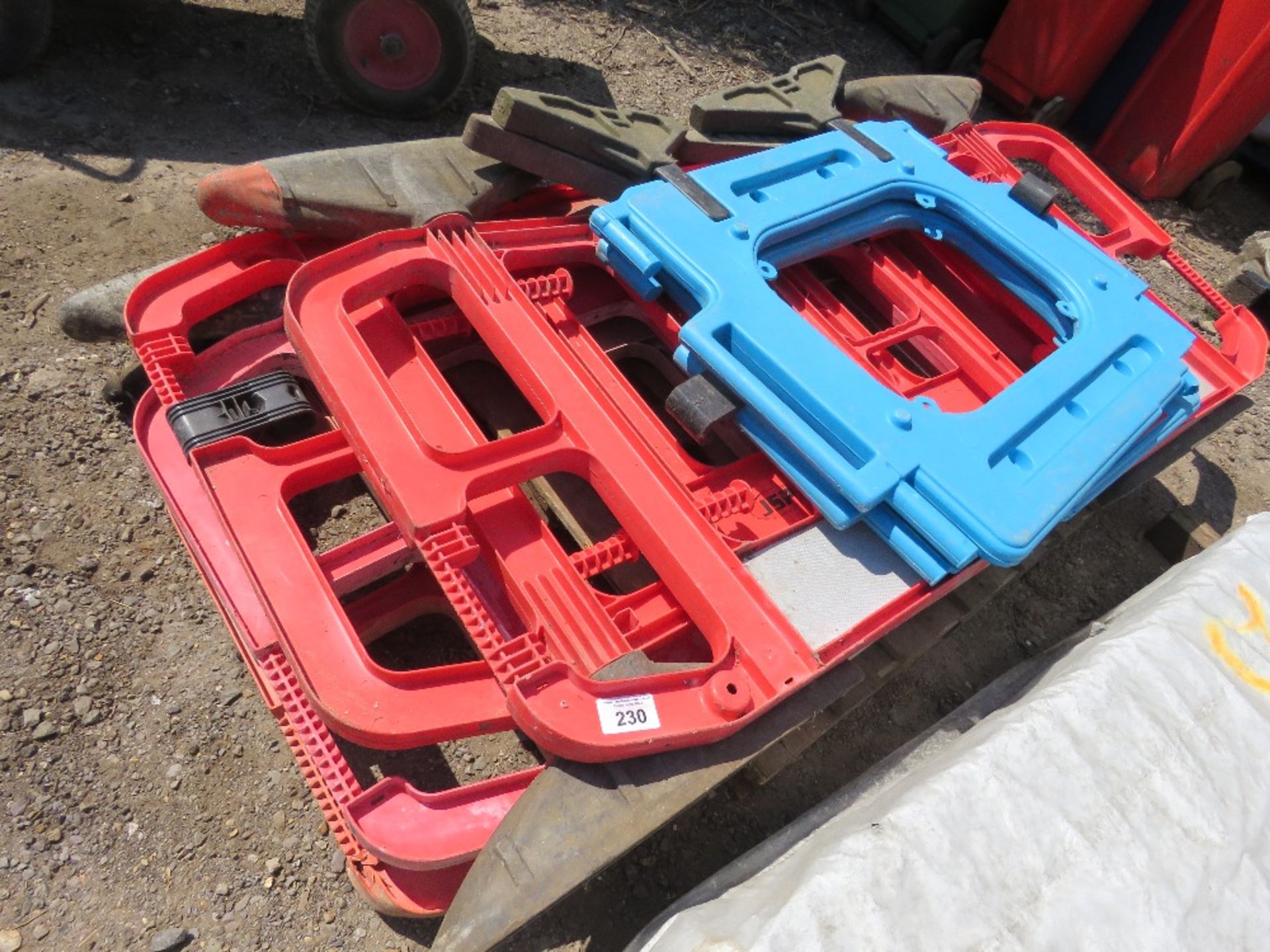 6 X ASSORTED PLASTIC BARRIERS. THIS LOT IS SOLD UNDER THE AUCTIONEERS MARGIN SCHEME, THEREFORE NO