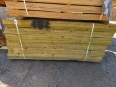 LARGE PACK OF TREATED FEATHER EDGE TIMBER CLADDING BOARDS, MIXED LENGTHS 1.7M -1.80M X 100MM WIDTH A