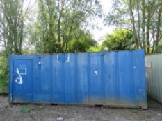 SECURE STEEL SITE OFFICE, WITH STORAGE AREA AT ONE END. 20FT LENGTH X 9FT WIDTH APPROX. NO KEYS, UN