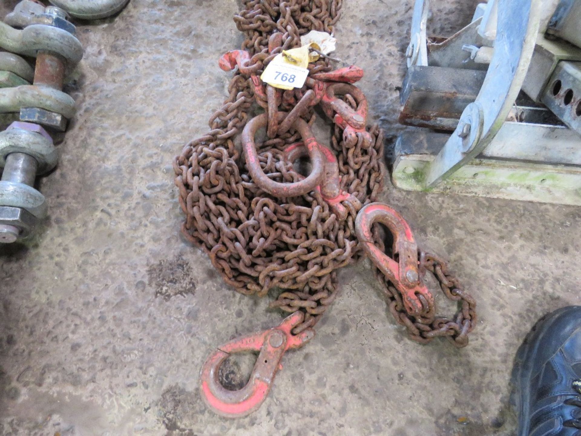 SET OF 4 LEGGED LIFTING CHAINS WITH SHORTENERS, 8FT LENGTH APPROX. THIS LOT IS SOLD UNDER THE AUC - Image 2 of 2