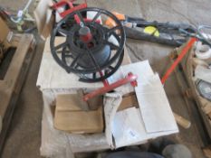 PALLET OF STRAPPING / BANDING PLUS CLIPS AND TOOLS ETC.