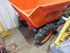 PETROL ENGINED POWER BARROW DUMPER, UNUSED. WHEN TESTED WAS SEEN TO RUN AND DRIVE.