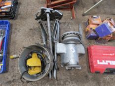 RIDGID PIPE THREADER STATION WITH STAND AND FOOT PEDAL AND BUCKET ETC.