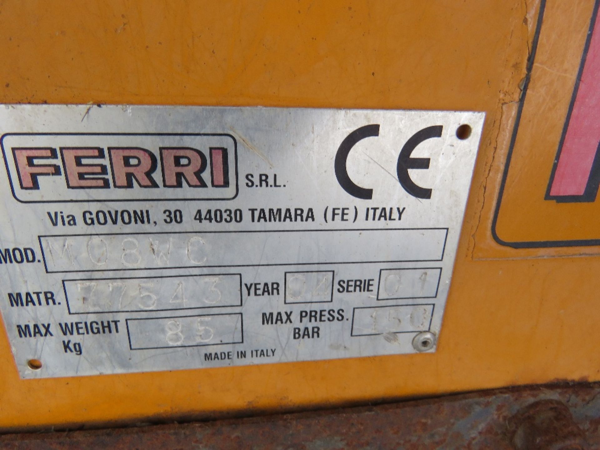 FERRI TA26 FLAIL HEDGE CUTTER MOWER, YEAR 2004. SUITABLE FOR SMALL TRACTOR. - Image 12 of 12