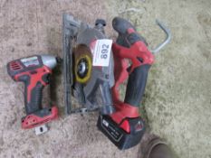 MILWAUKEE CIRCULAR SAW PLUS A DRIVER AND ONE BATTERY, SEEN WORKING. THIS LOT IS SOLD UNDER THE AU