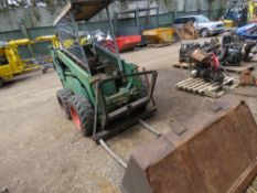 DIESEL ENGINED SKID STEER LOADER WITH BUCKET AND FORKS, UNTESTED, CONDITION UNKNOWN. THIS LOT IS S