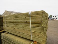 PACK OF PRESSURE TREATED FEATHER EDGE FENCE CLADDING TIMBER BOARDS. 1.8M LENGTH X 100MM WIDTH APPROX