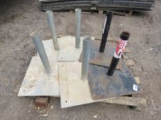 PALLET OF METAL BASE PLATES.