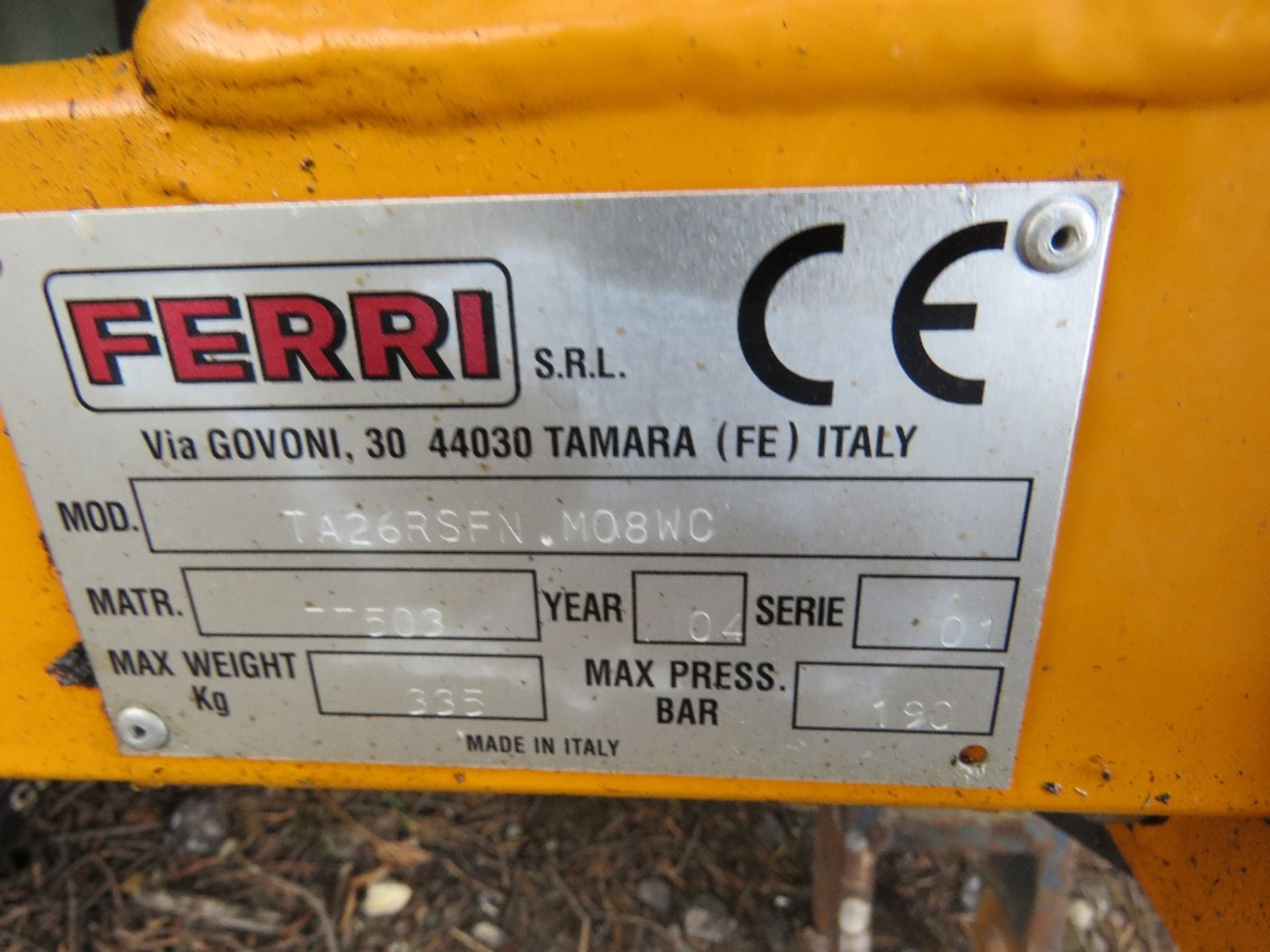 FERRI TA26 FLAIL HEDGE CUTTER MOWER, YEAR 2004. SUITABLE FOR SMALL TRACTOR. - Image 11 of 12