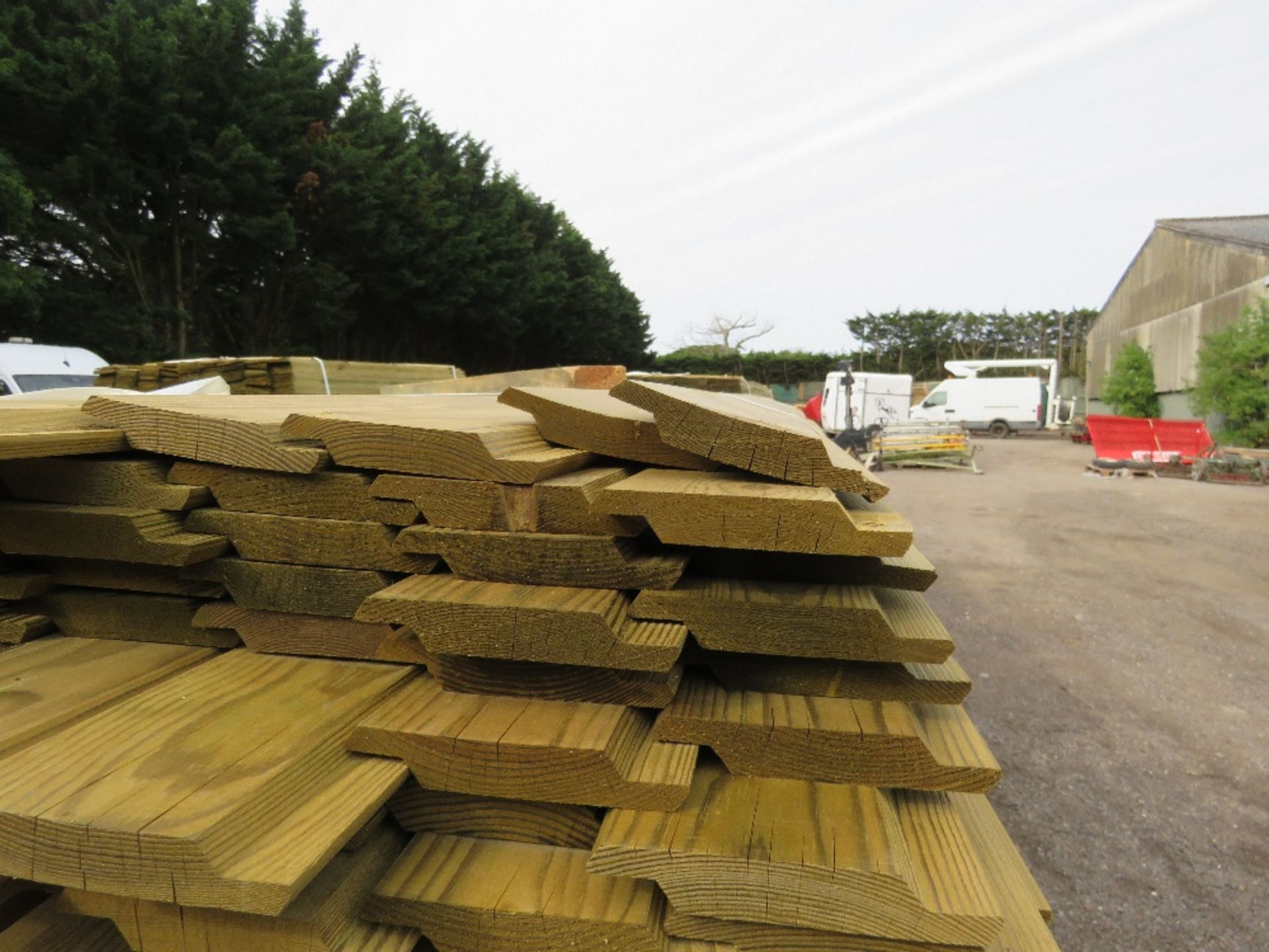 LARGE PACK OF PRESSURE TREATED SHIPLAP CLADDING TIMBER BOARDS. 1.79-1.9M LENGTH X 100MM WIDTH APPROX - Image 3 of 3