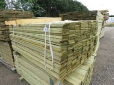 LARGE PACK OF PRESSURE TREATED FEATHER EDGE FENCE CLADDING TIMBER BOARDS. 1.50M LENGTH X 100MM WIDTH