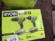 RYOBI ONE+ 18VOLT BATTERY TOOL TWIN PACK SET.