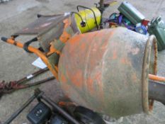 CEMENT MIXER WITH STAND, 240VOLT. THIS LOT IS SOLD UNDER THE AUCTIONEERS MARGIN SCHEME, THEREFORE