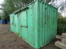 SECURE STEEL SITE OFFICE, 20FT LENGTH APPROX, OPEN PLAN WITH KEY.