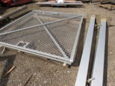 PAIR OF HEAVY DUTY YARD GATES WITH STRONG MESH COVERING. 2.52M WIDTH X 2.46M HEIGHT APPROX EACH.