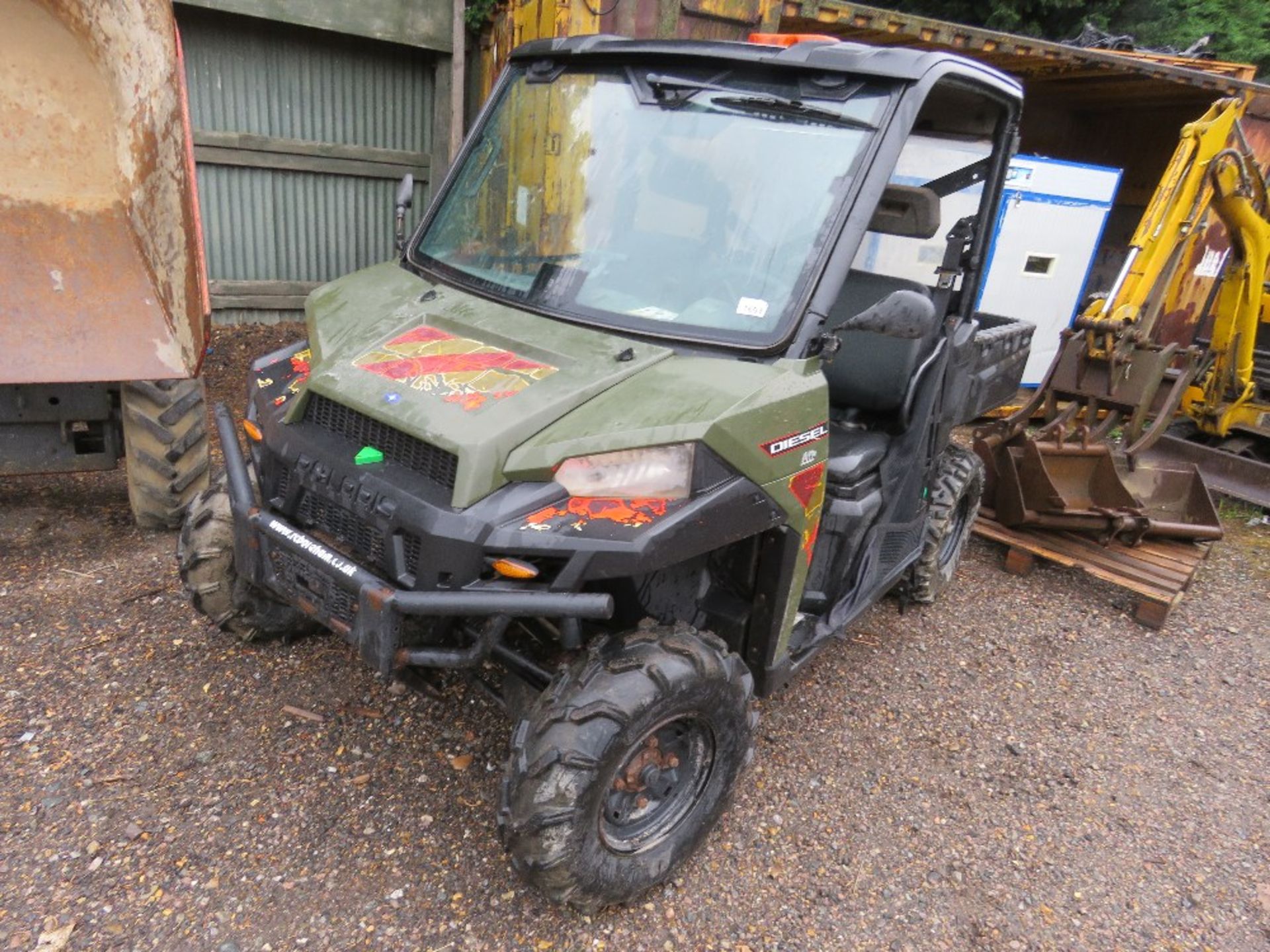 POLARIS RANGER DIESEL RTV BUGGY REG:EU68 EOY. FRONT AND REAR SCREENS AND ROOF. 2018 WITH V5. WHEN TE - Image 12 of 12